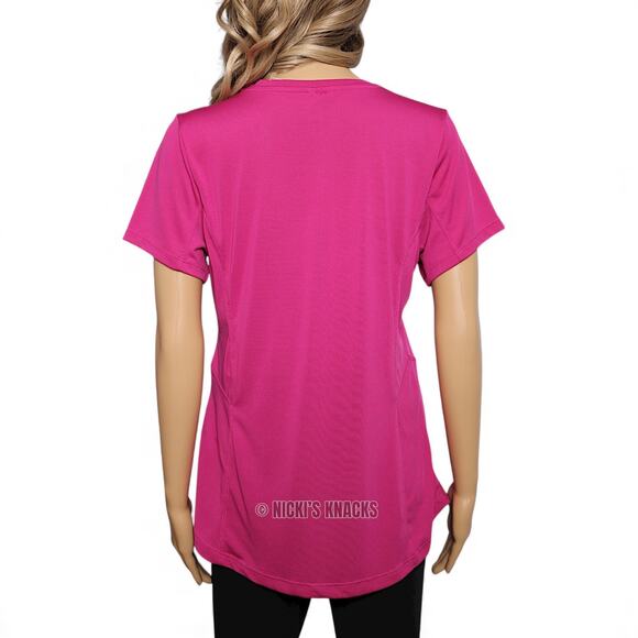 Bally Total Fitness Dark Berry Pink Performance Active Short Sleeve Tee Size L - Picture 4 of 8